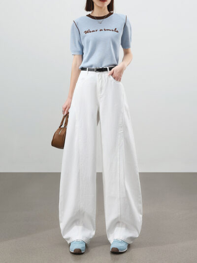 women's spring summer 2026 new american style high waist slim casual wide leg jeans