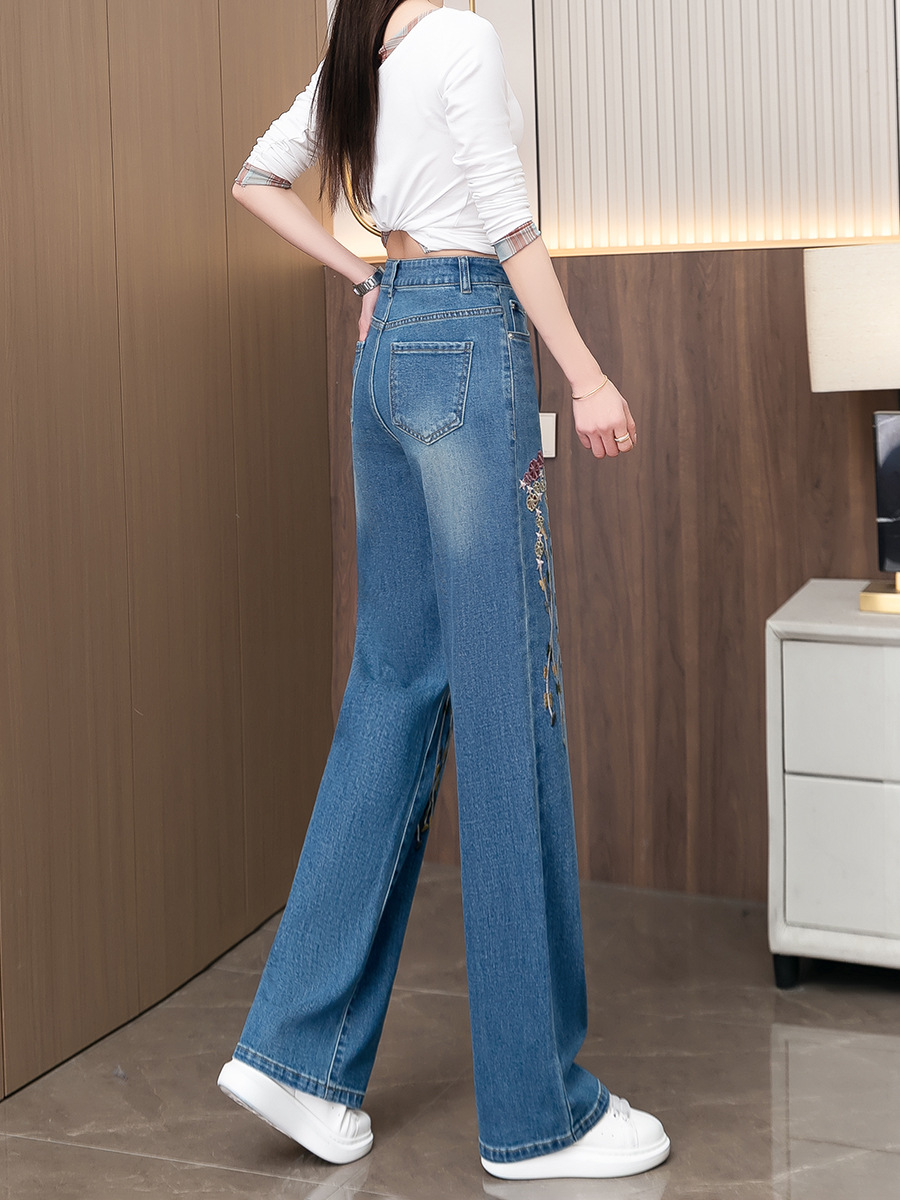Designer embroidered jeans, high waist, slim straight (Factory Direct Price) - Image 4