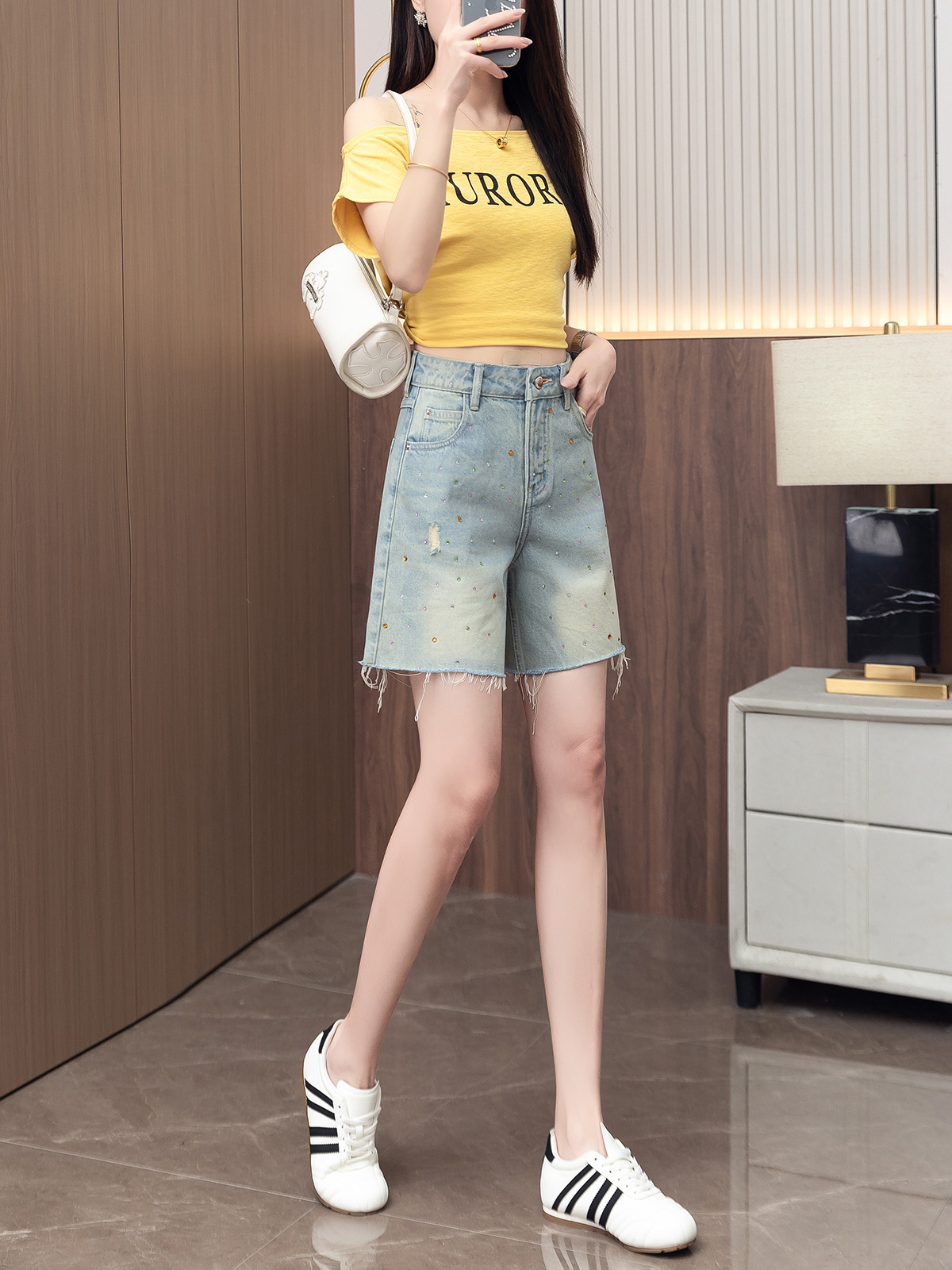 High-waisted shorts