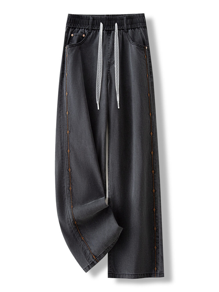Tencel Denim Embroidered High Waist Slight Stretch Jeans
