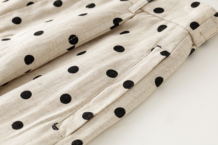 Women's Petite Cotton Linen Blend Elastic Waist Polka Pants (Ready to Ship) - Image 8