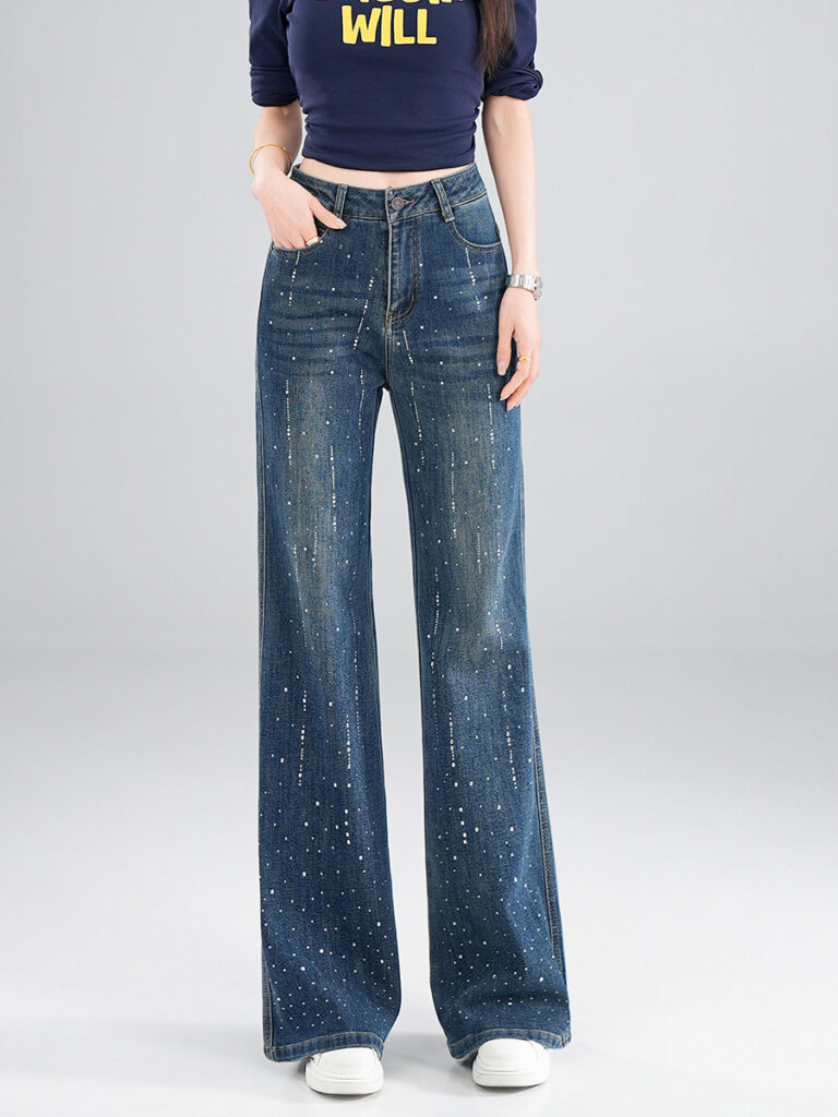 Women’s High-Rise Rhinestone Flare Jeans – Vintage (Ready to Ship)
