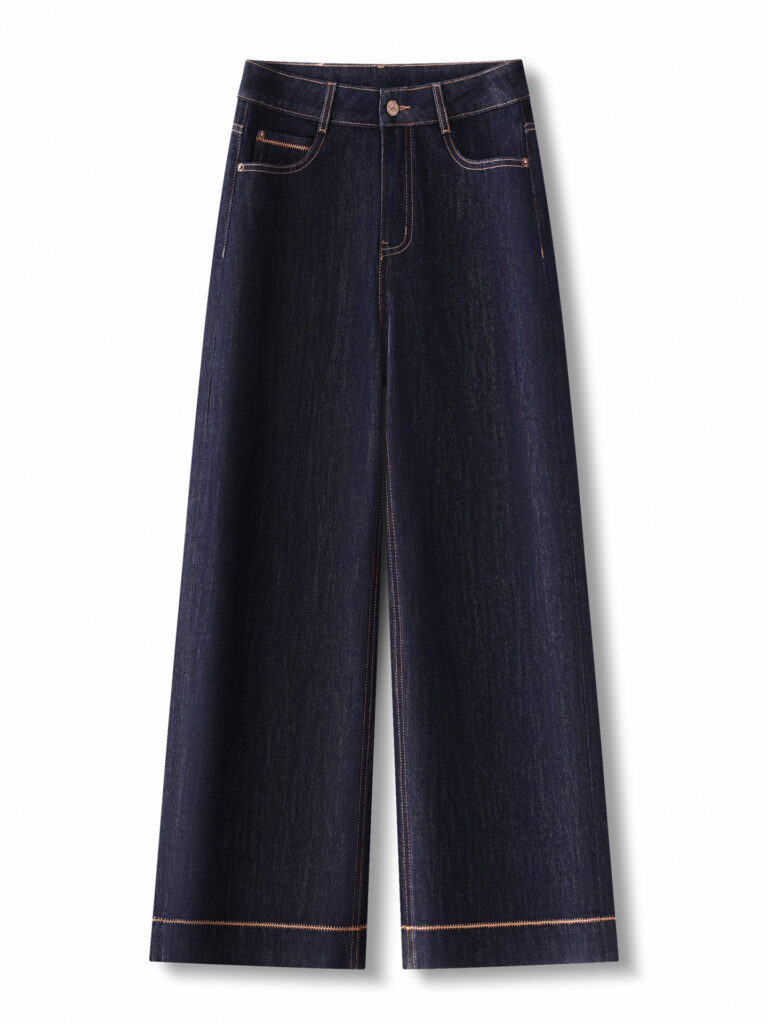 Women's High Rise Straight Leg Jeans with Contrast Stitching