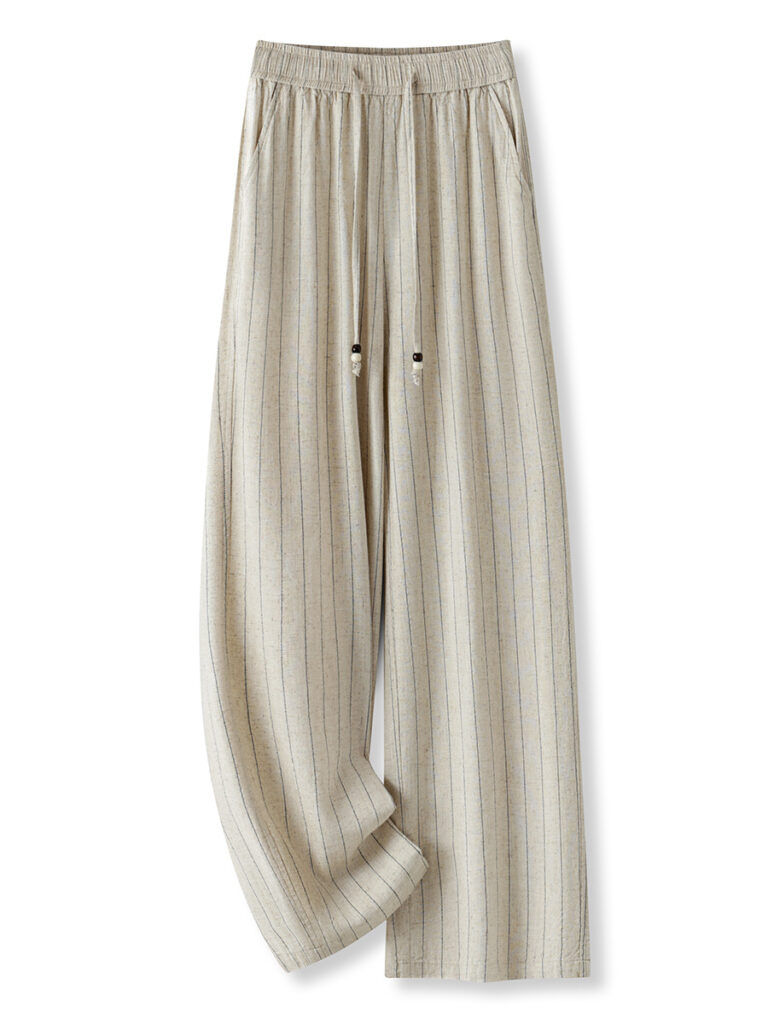 Premium Striped Linen-Blend Straight-Leg Commuter Pants (Factory Direct Price)