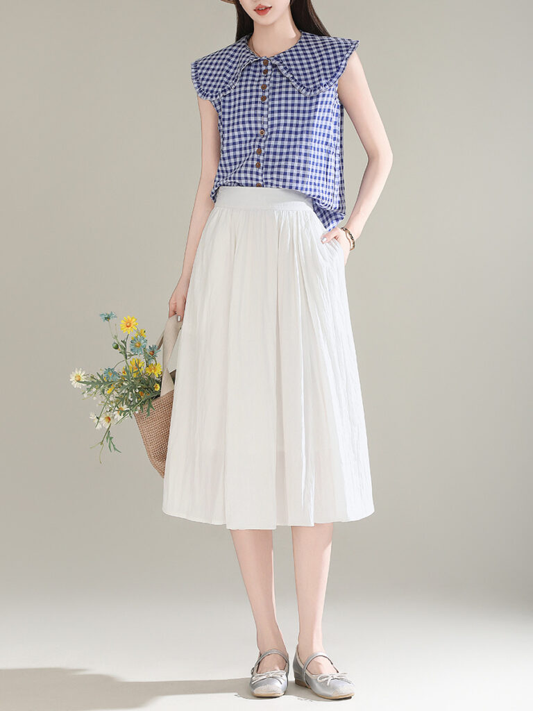 Boutique solid pocket zip elastic mid-length a-line Skirt (1 Pc Welcome / Low MOQ)