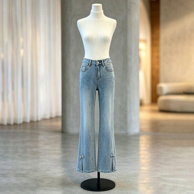 Women's High Waisted Vintage Bootcut Jeans with Heavy Embroidery
