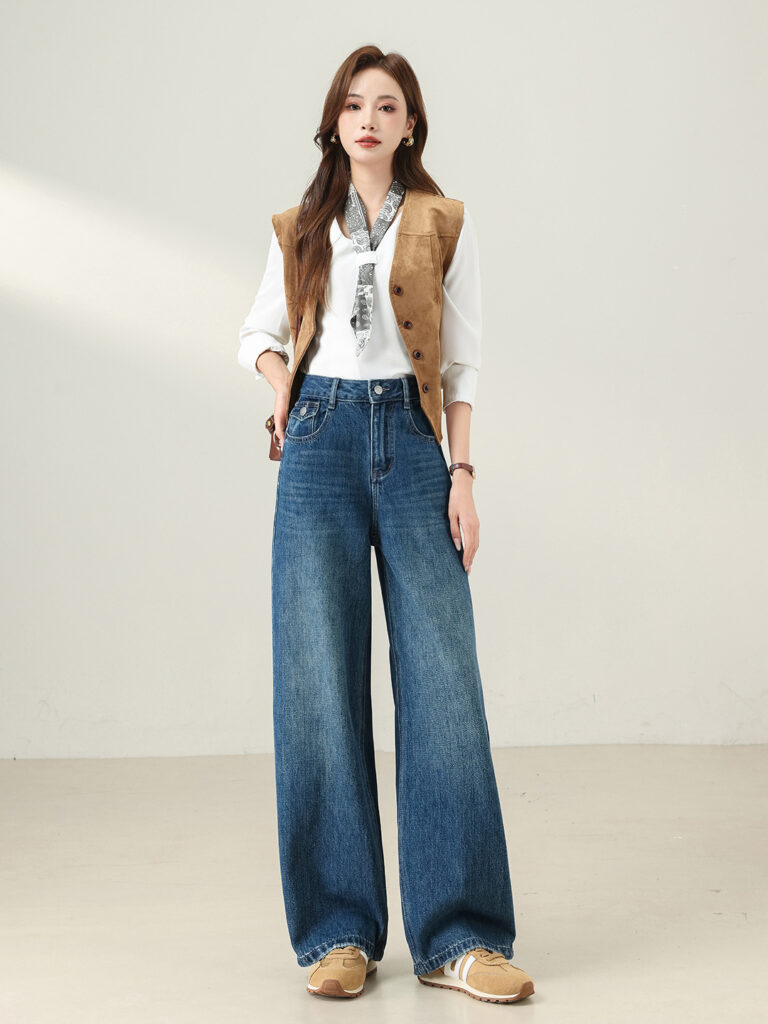 Women’s High-Waisted Barrel Wide Leg Jeans in Vintage (Factory Direct Price)