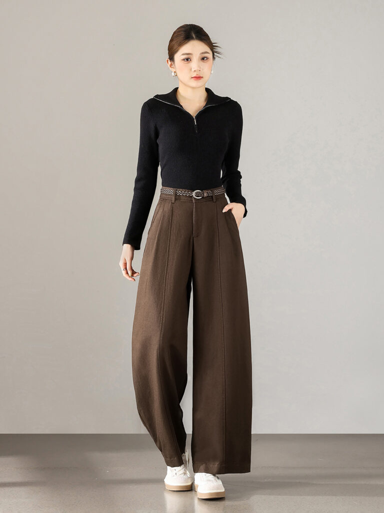 Women’s Elastic High-Waisted Drapey Tencel Cotton Trousers (Factory Direct Price)