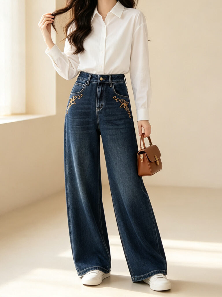 Women's High Rise Vintage Embroidered Curved Jeans