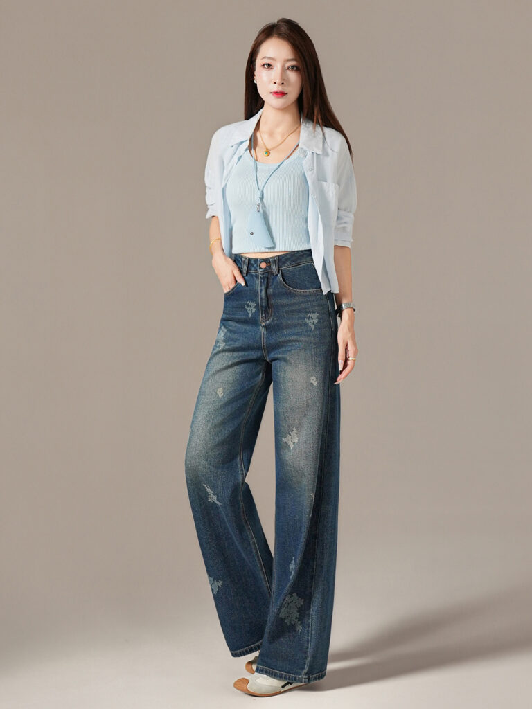 Women’s High-Rise Laser Burnout Straight Leg Jeans (Factory Direct Price)