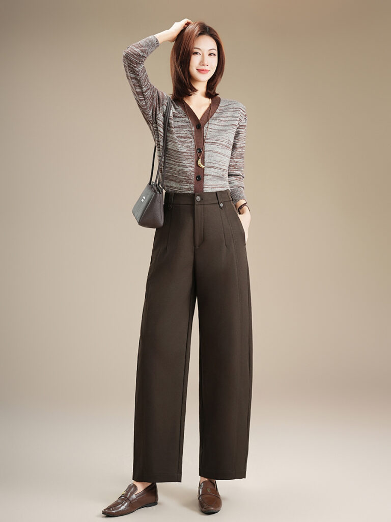 Women’s High-Rise Patchwork Cropped Barrel Trousers (Factory Direct Price)