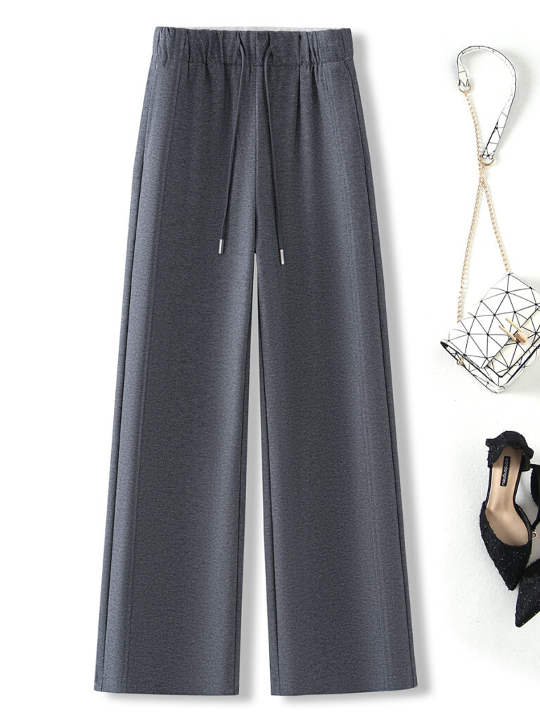 Women’s Elastic Waist Cotton Blend Wide-Leg Trousers (1 Pc Welcome / Low MOQ)