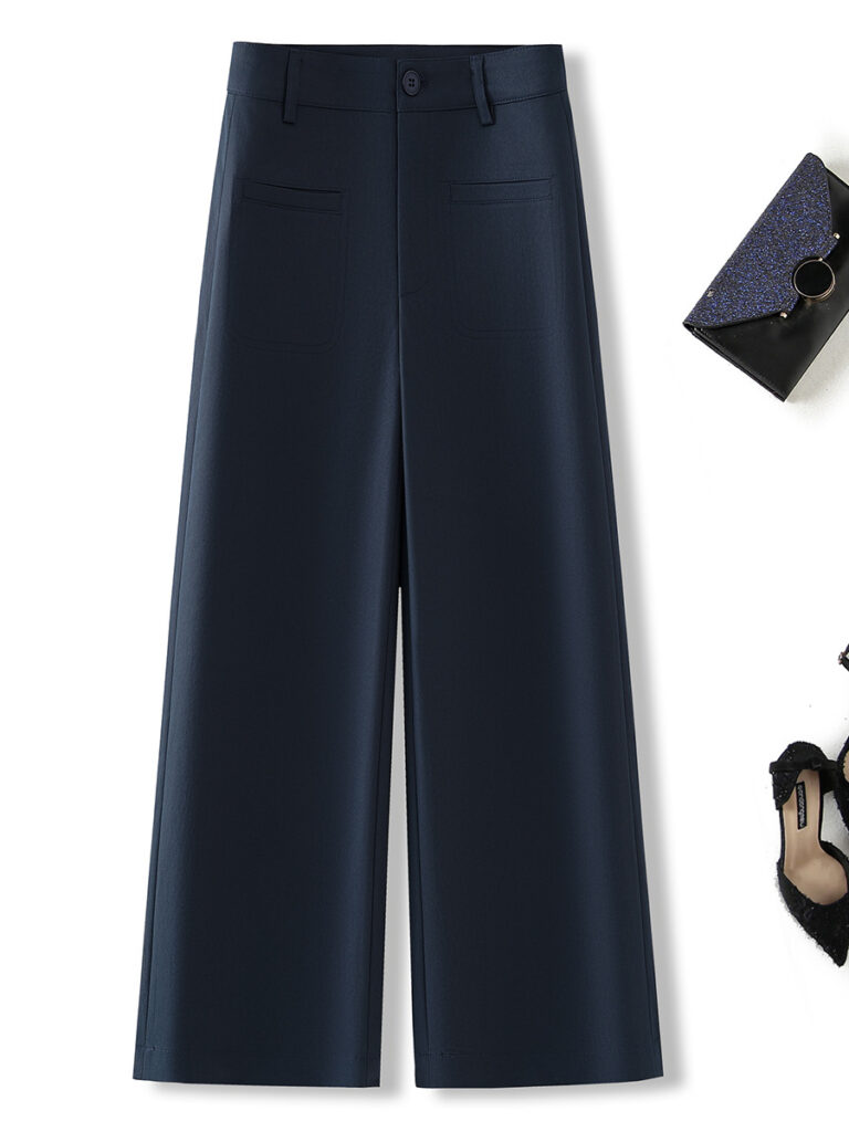 Women’s High-Waisted Cropped Wide-Leg Straight Casual Trousers (Factory Direct Price)