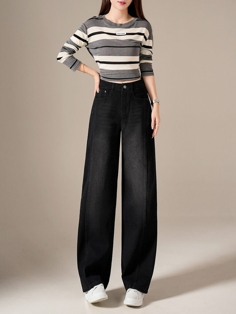 Women’s High-Rise Wide Straight Leg Denim Jeans (Factory Direct Price)