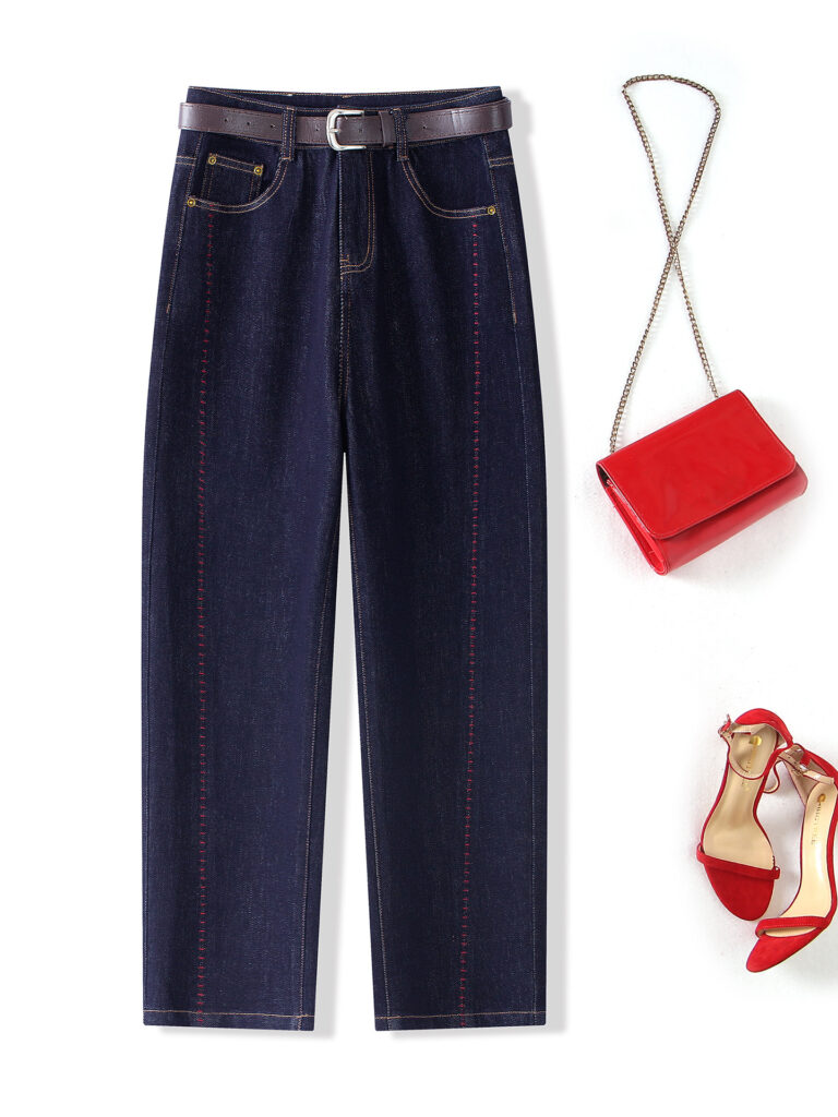 Contrast Stitching Sculpted Cigarette Jeans (Ready to Ship)